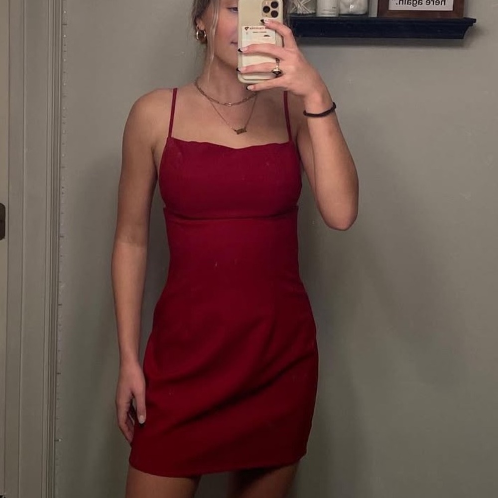 Chic Red Mini Dress with Spaghetti Straps